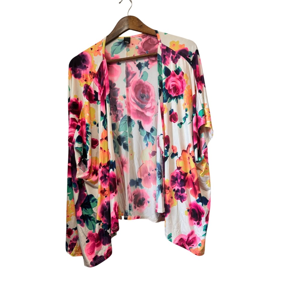 G Floral Kimono Cardigan Women One Size Multicolor Excellent Open Front Draped